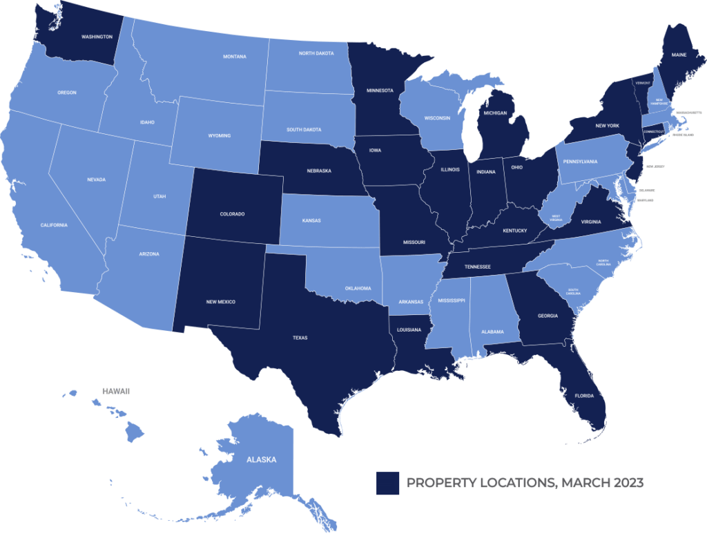 Hound Properties - U.S. map of states with active properties